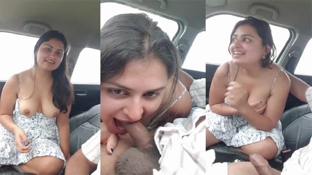 GF Flash Hot Boobs Sucking BF’s Dick In Car Porn Video